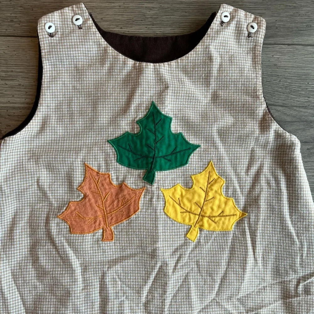 Royal Kidz Toddler Girl Smocked Reversible Fall Dress - Leaves & Cupcake